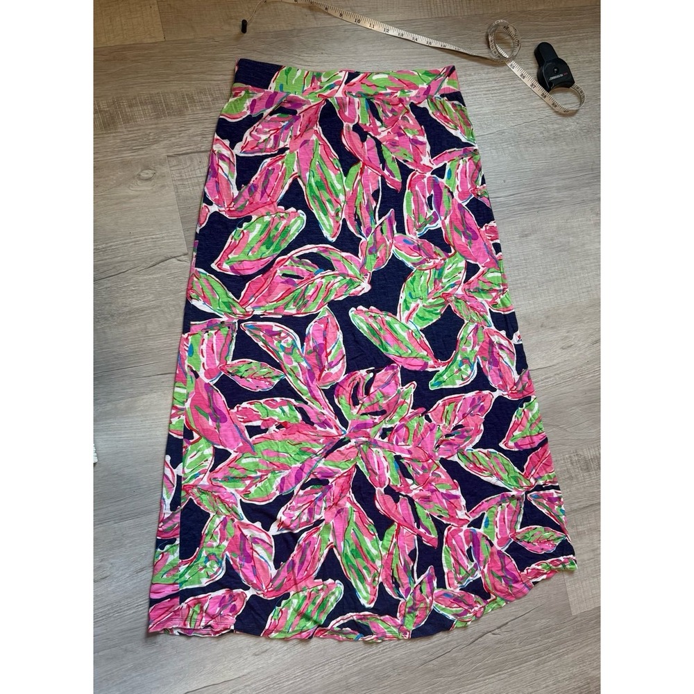 Lilly Pulitzer Marnie maxi skirt women's medium navy in the‎ vias palms long